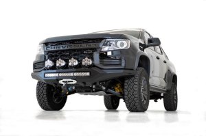 Chevrolet Colorado ZR2 Bumper - Front - Addictive Desert Designs - Stealth Fighter - Hammer Black with Satin Black panels - `21-`27 Chevrolet Colorado ZR2 Bumper - Front - Addictive Desert Designs - Stealth Fighter - Hammer Black with Satin Black panels - `21-`27